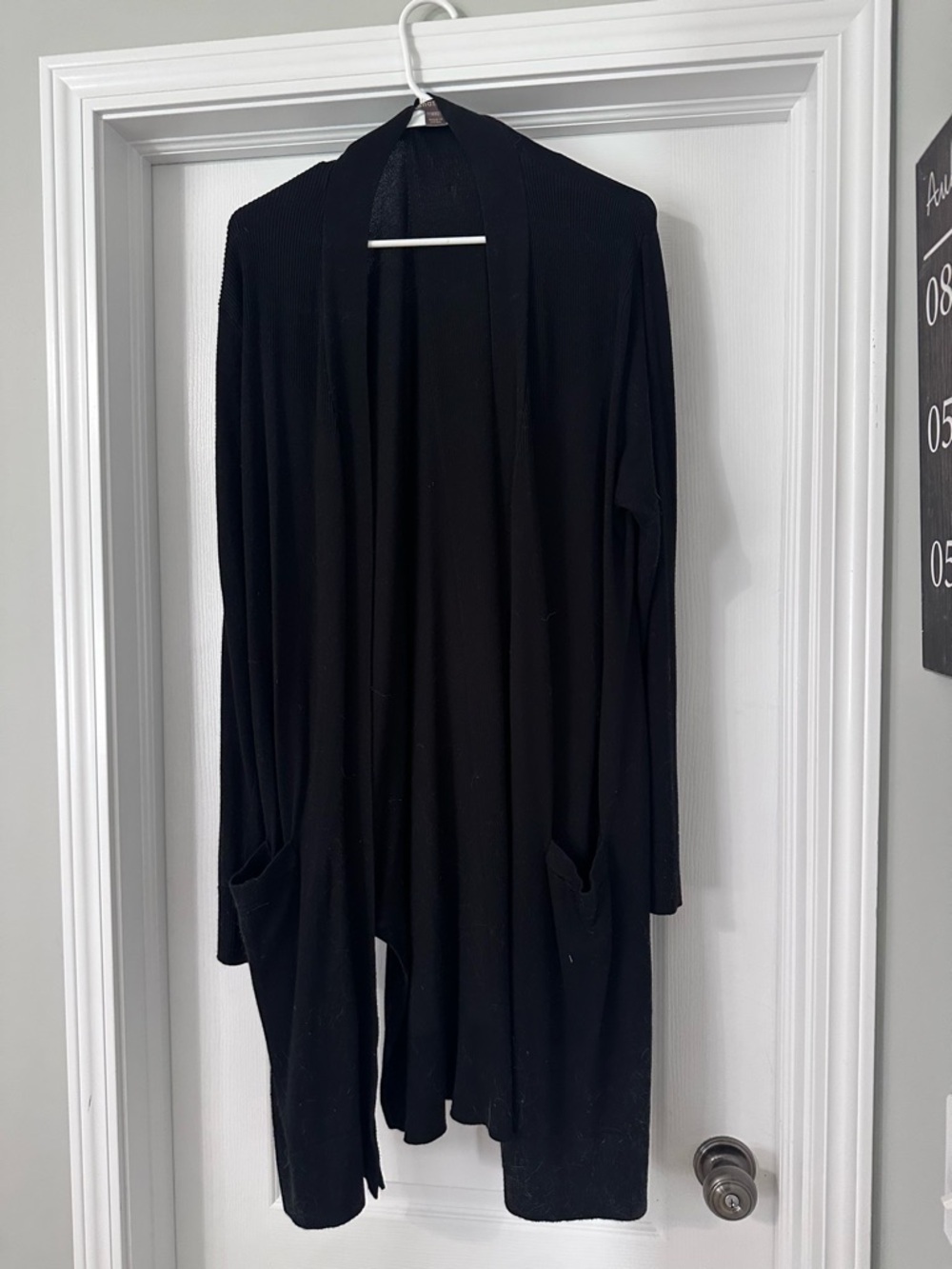 Black Open-Front Longline Cardigan
